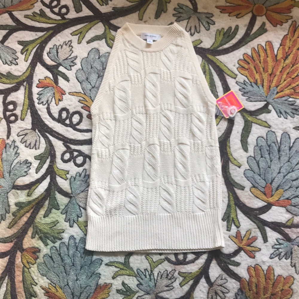 Isaac Mizrahi High Neck Cable Knit Sweater Tank